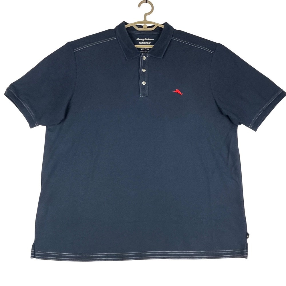Tommy Bahama Polo Shirt Mens XXL (XXL/TTG) IslandZone Supima Navy Blue Marlin